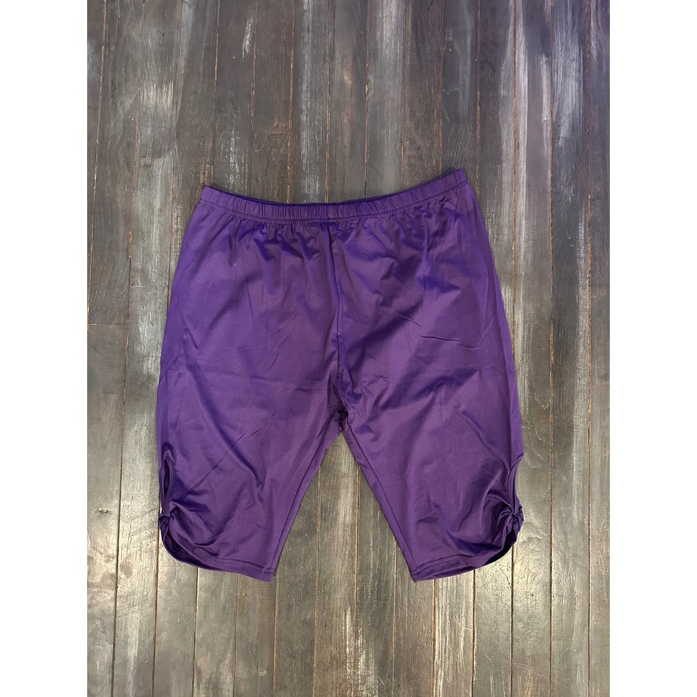 Unbranded Purple Ruched Side Athletic Bike Shorts Womens Stretch Yoga Gym